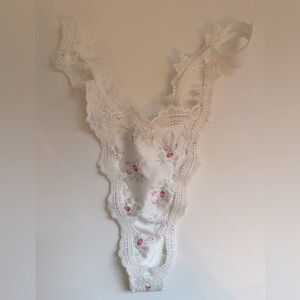 For Love and Lemons Floral and Butterfly Lace Thong